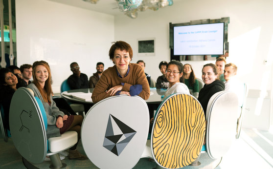 Artist Adriana Czernin designed chair’s backrest for CeMM’s Brain Lounge