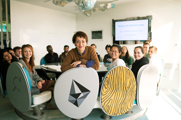 Artist Adriana Czernin designed chair’s backrest for CeMM’s Brain Lounge